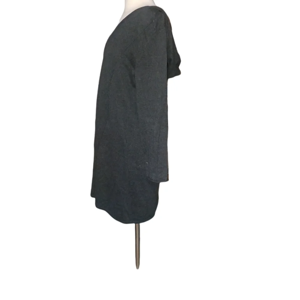 J Jill M Dress Gray Black Hooded Midi Casual warm cozy classic Sweatshirt